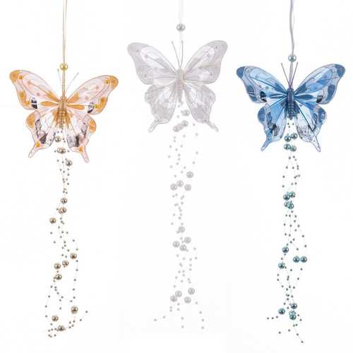 COLGANTE MARIPOSA PLUMAS 3/C 12 X 40 CM