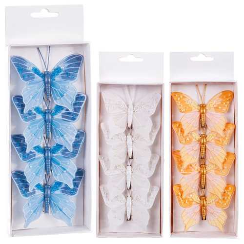 S/4 MARIPOSA PLUMAS 3/M 8 CM