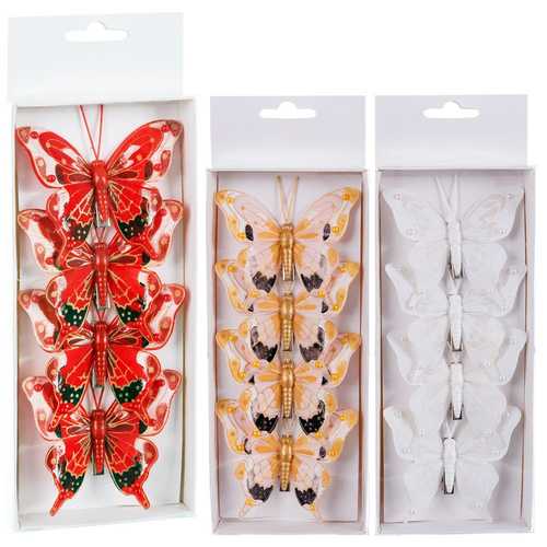 S/4 MARIPOSA PLUMAS 3/M 8 CM