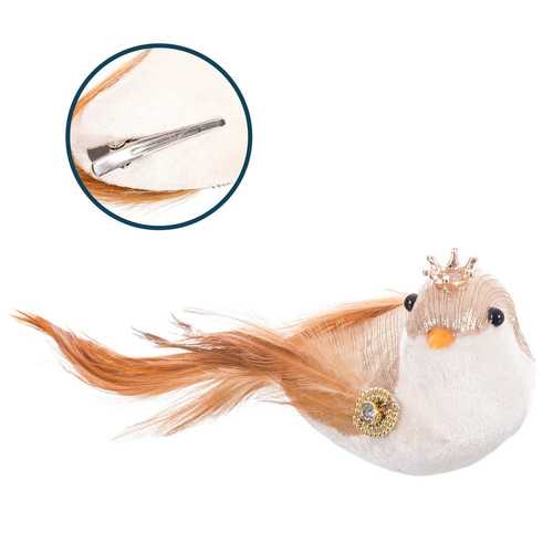 PÁJARO CON CLIP POLIÉSTER-FOAM CHAMPÁN 18 X 5 X 6 CM