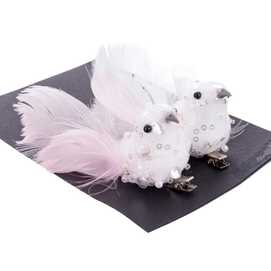 S/2 PÁJARO CLIP PLUMAS 10 CM