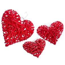 CORAZÓN MIMBRE ROJO 15 X 15 CM