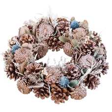 CORONA PIÑAS, FLORES Y HOJAS BLANCO-AZUL 30 X 8 X 30 CM CORONA PIÑAS, FLORES Y HOJAS BLANCO-AZUL 30 X 8 X 30 CM