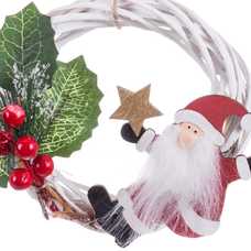 CORONA PAPA NOEL RATÁN 15 CM CORONA PAPA NOEL RATÁN 15 CM