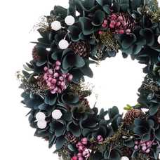 CORONA FOLLAJE Y ACEBO MADERA/PLÁSTICO 30 X 7 X 30 CM