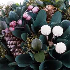 MACETA FOLLAJE Y ACEBO MADERA/PLÁSTICO 18 X 18 X 18 CM MACETA FOLLAJE Y ACEBO MADERA/PLÁSTICO 18 X 18 X 18 CM