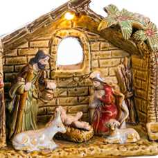 PORTAL NACIMIENTO CON LUZ PORCELANA 19 X 8 X 15,50 CM PORTAL NACIMIENTO CON LUZ PORCELANA 19 X 8 X 15,50 CM