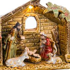 PORTAL NACIMIENTO CON LUZ PORCELANA 19 X 8 X 15,50 CM