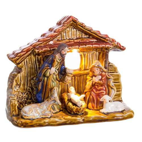 PORTAL NACIMIENTO CON LUZ PORCELANA 16,50 X 7 X 12,70 CM