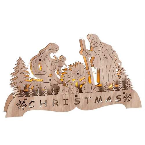 NACIMIENTO CON LUZ MADERA 30 X 4,50 X 16 CM