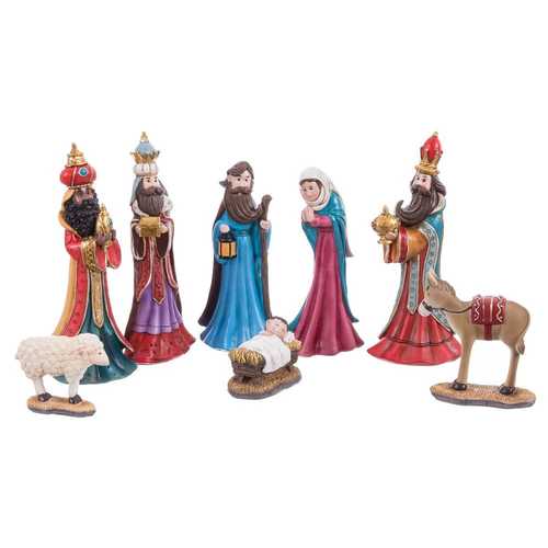 NACIMIENTO 9 FIGURAS RESINA 7,50 X 5,70 X 18,50 CM