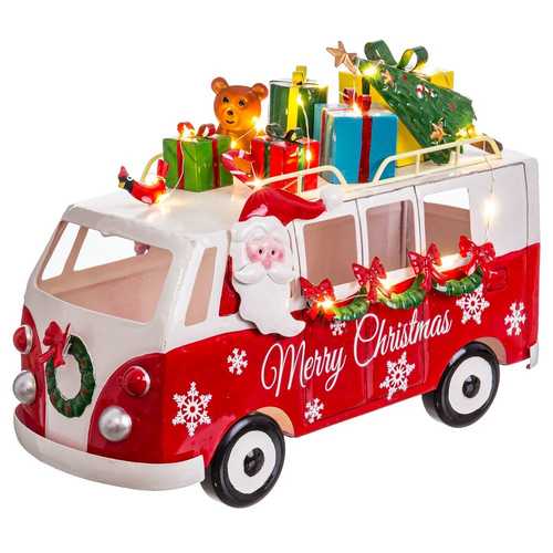 FURGONETA PAPA NOEL CON LUZ METAL 31 X 13 X 21 CM