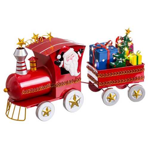 TREN PAPA NOEL CON LUZ METAL 39 X 11 X 23 CM
