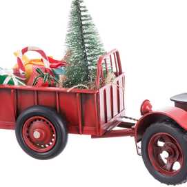 TRACTOR CON REMOLQUE Y ÁRBOL METAL 17 X 11 X 16 CM