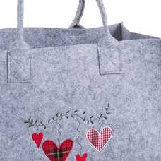 BOLSO CORAZONES FIELTRO GRIS 40 X 30 X 18 CM