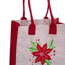 BOLSO POINSETTIA FIELTRO BEIGE-ROJO 23 X 23 X 12 CM