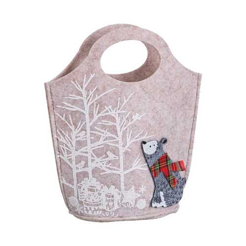 BOLSO OSO FIELTRO BEIGE 20 X 22 X 8 CM