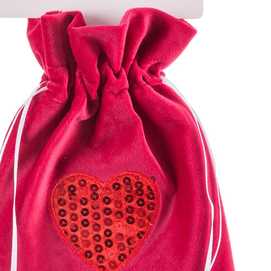 BOLSA CORAZÓN POLIESTER ROJO 15 X 20 CM
