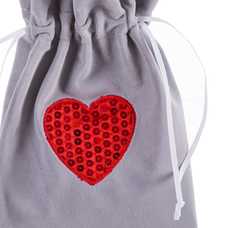 BOLSA CORAZÓN POLIESTER GRIS 15 X 20 CM