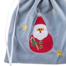 BOLSA PAPA NOEL POLIESTER AZUL 15 X 20 CM