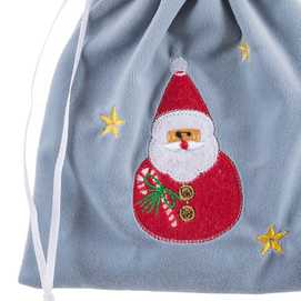 BOLSA PAPA NOEL POLIESTER AZUL 15 X 20 CM