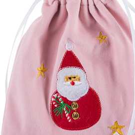 BOLSA PAPA NOEL POLIESTER ROSA 15 X 20 CM