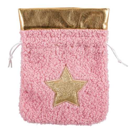 BOLSA ESTRELLA POLIESTER ROSA 15 X 20 CM