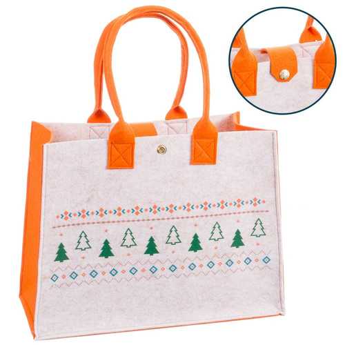 BOLSO ÁRBOLES FIELTRO BEIGE 30 X 18 X 40 CM