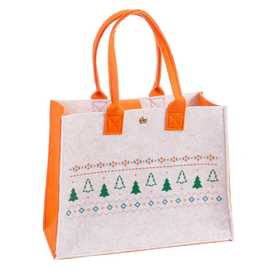 BOLSO ÁRBOLES FIELTRO BEIGE 27 X 15 X 35 CM