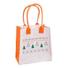 BOLSO ÁRBOLES FIELTRO BEIGE 23 X 12 X 23 CM