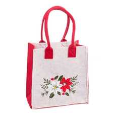 BOLSO POINSETTIA FIELTRO BEIGE-ROJO 23 X 12 X 23 CM