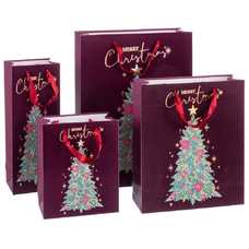 BOLSA 210 GR PAPEL FLOCADO ROJO 30 X 12 X 42 CM