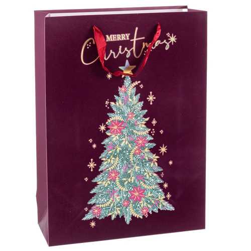 BOLSA 210 GR PAPEL FLOCADO ROJO 30 X 12 X 42 CM