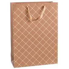 BOLSA 210 GR CUADROS PAPEL ORO 30 X 12 X 41,50 CM