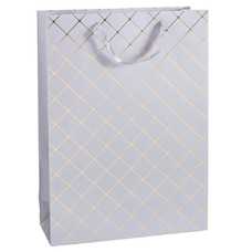 BOLSA 210 GR CUADROS PAPEL PLATA 30 X 12 X 41,50 CM