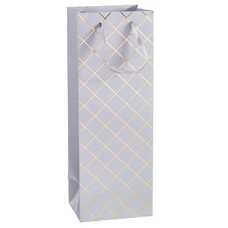 BOLSA 210 GR CUADROS PAPEL PLATA 12 X 9 X 35 CM