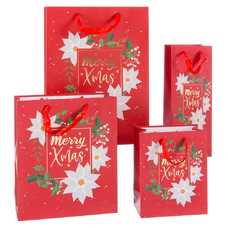 BOLSA 210 GR POINSETTIA PAPEL ROJO 26 X 10 X 32 CM
