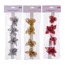 S/4 FLORES GLITTER PLÁSTICO 3/C 8 CM