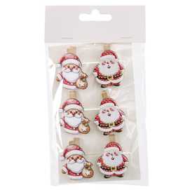 S/6 PINZA PAPA NOEL MADERA 2/M 4 X 4 CM