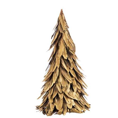 ÁRBOL PLUMAS ORO 30 CM
