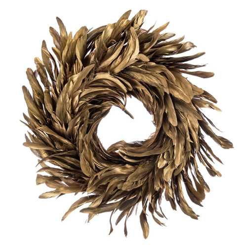 CORONA PLUMAS ORO 40 X 40 CM