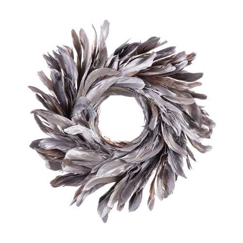 CORONA PLUMAS PLATA 25 X 25 CM