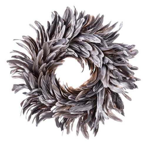 CORONA PLUMAS PLATA 40 X 40 CM