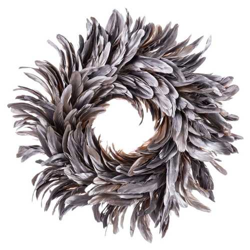 CORONA PLUMAS PLATA 45 X 45 CM