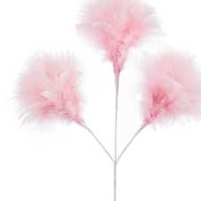 RAMA 3 HOJAS PLUMAS ROSA 60 CM