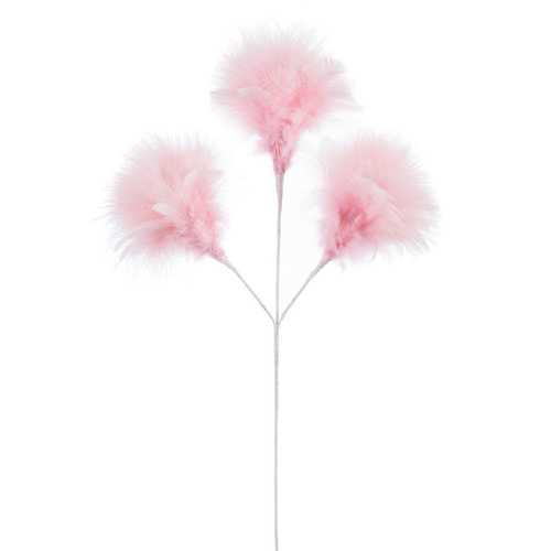 RAMA 3 HOJAS PLUMAS ROSA 60 CM