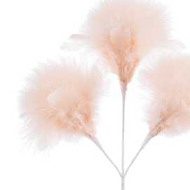 RAMA 3 HOJAS PLUMAS CREMA 60 CM