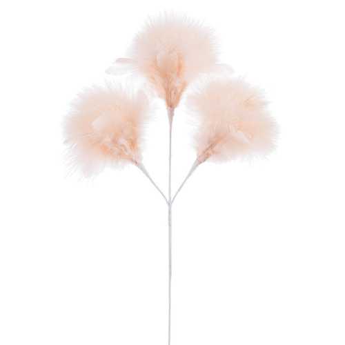 RAMA 3 HOJAS PLUMAS CREMA 60 CM