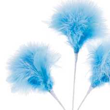 RAMA 3 HOJAS PLUMAS AZUL 60 CM