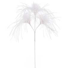 RAMA 3 HOJAS PLUMAS BLANCO 60 CM